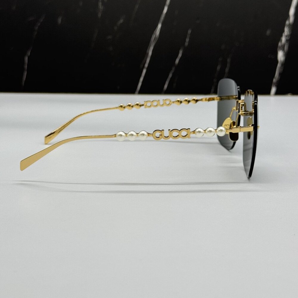 NEW GUCCI SUNGLASSES GOLD GREY WOMEN EYEWEAR GUCCI GG1923SA 001 - Picture 6 of 12